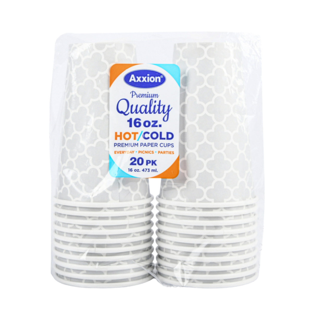 Vasos de papel para bebidas calientes/frías Axxion, 16/20 unidades/16 oz