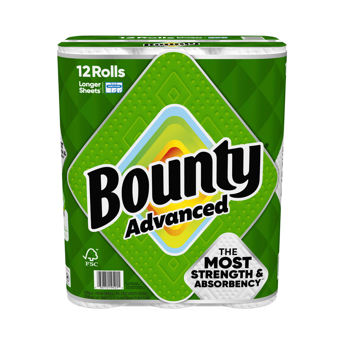 Toallas de papel Bounty Advanced, 12 paquetes de 103 hojas