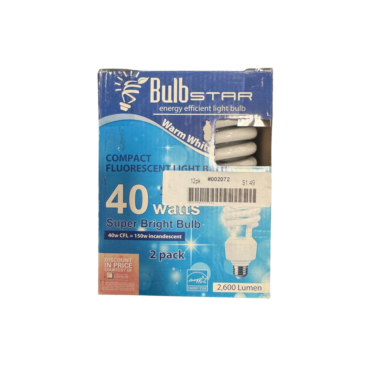 Bombilla fluorescente Bulbstar, paquete de 2, 40 W