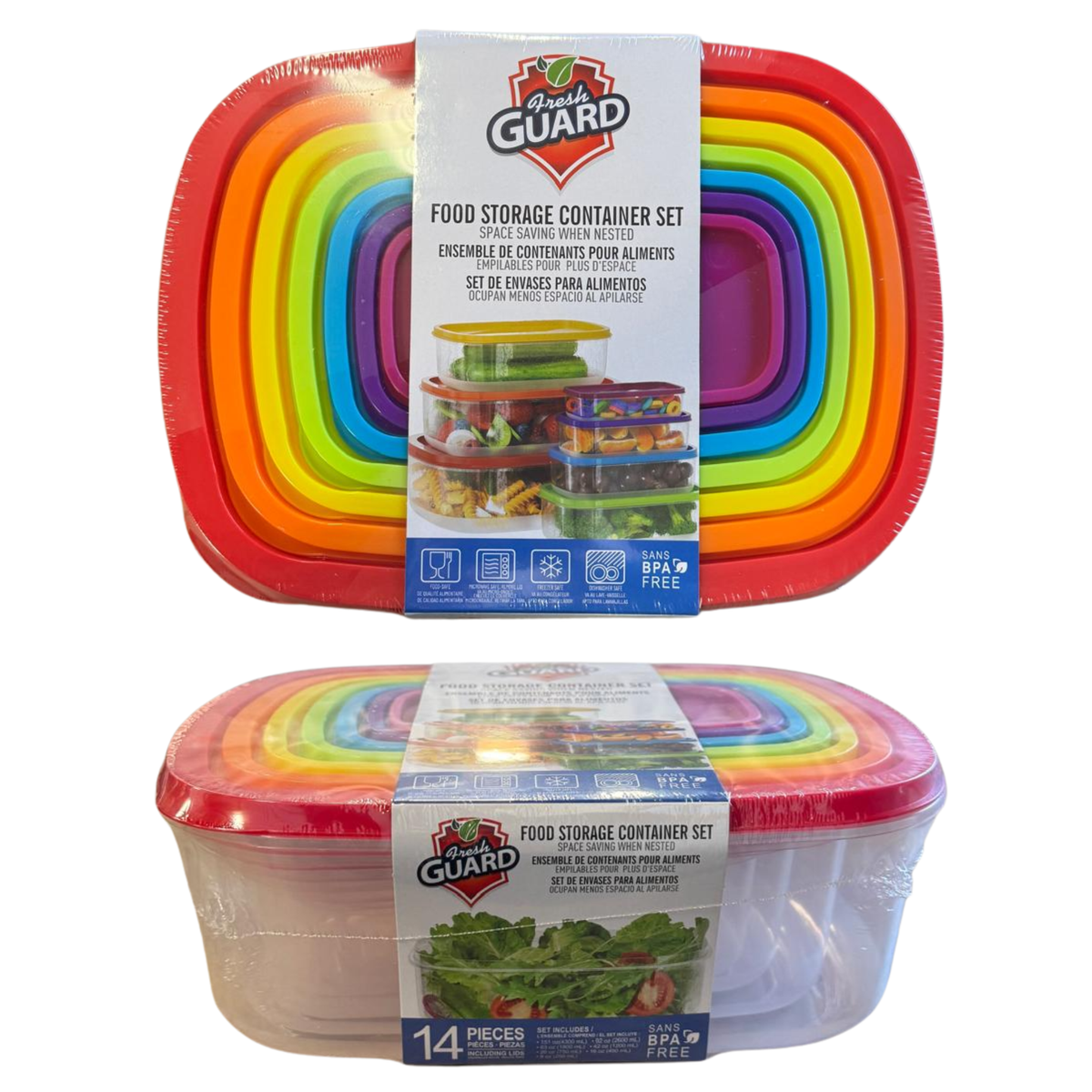 Juego de recipientes rectangulares grandes FreshGuard, 7 piezas
