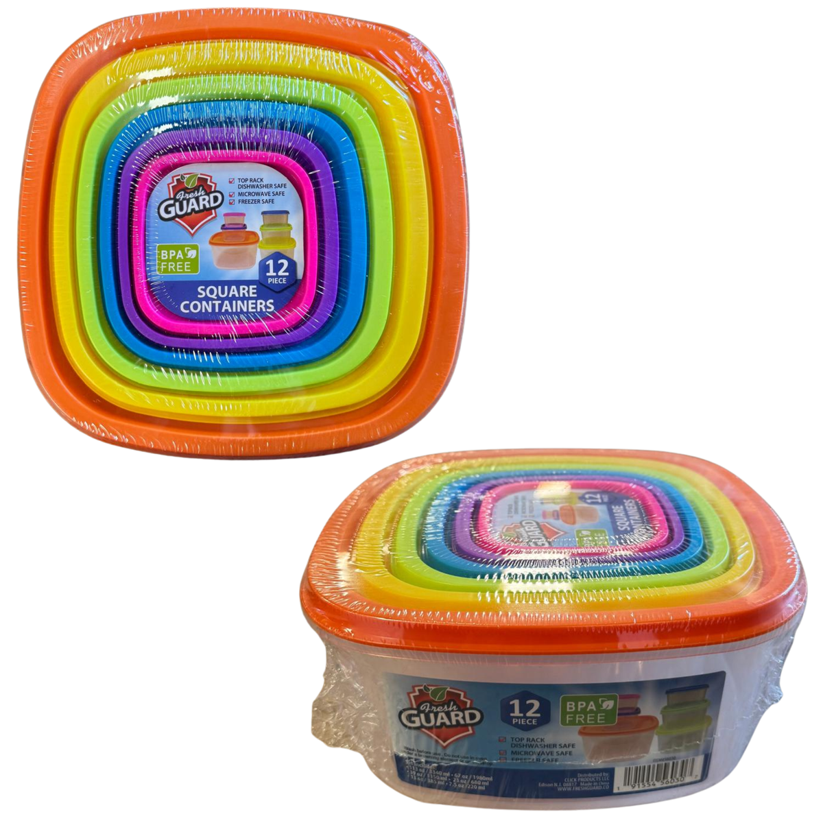 Juego de recipientes cuadrados medianos FreshGuard, 6 piezas