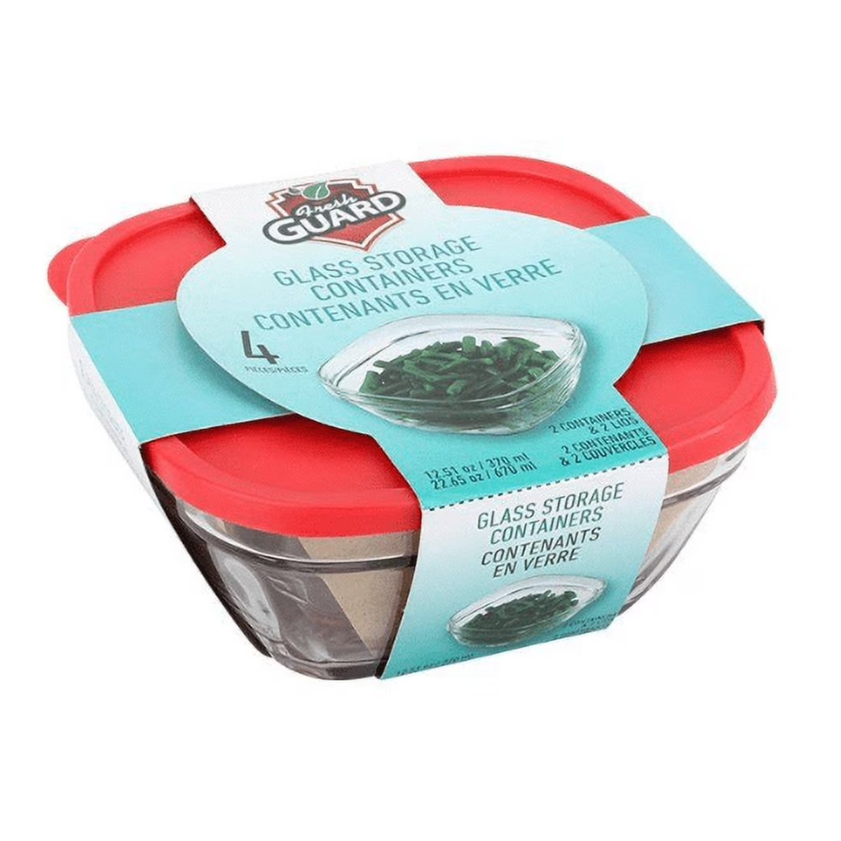 Juego de recipientes de vidrio para alimentos FreshGuard, 1/2 pza.