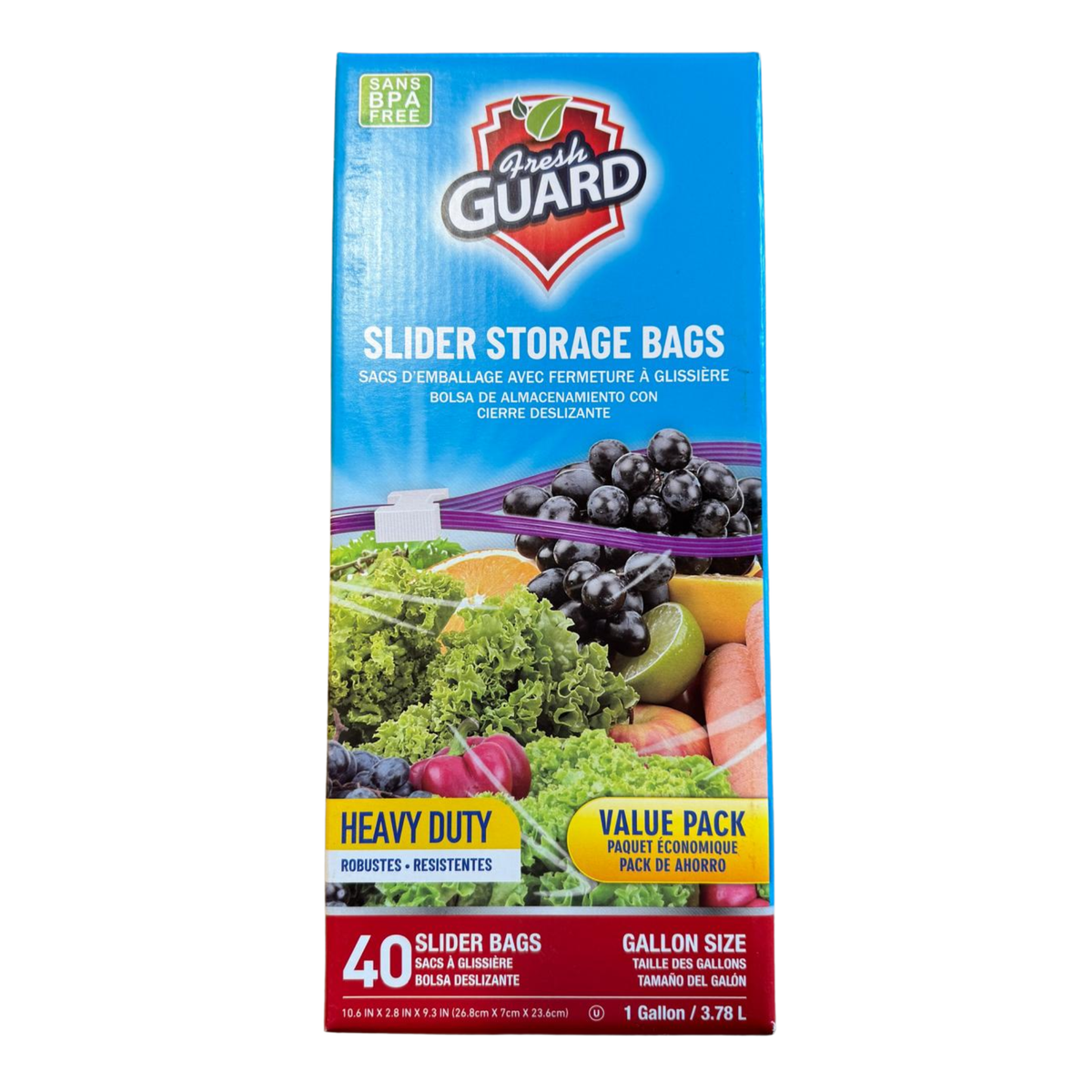 Bolsas de almacenamiento FreshGuard con cierre deslizante, 1 paquete de 40 unidades, 1 galón