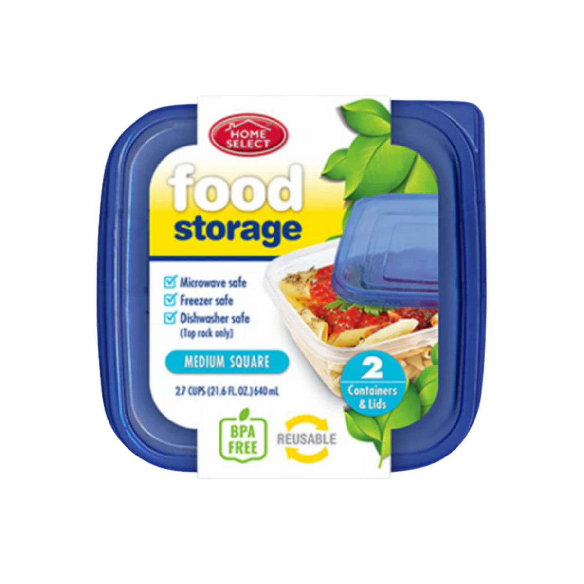 Home Select Recipiente para alimentos cuadrado mediano 12/1ud