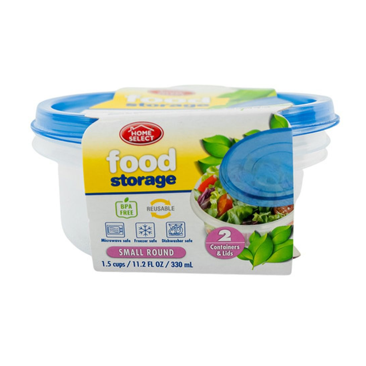 Home Select Recipiente redondo pequeño para alimentos 12/2ct