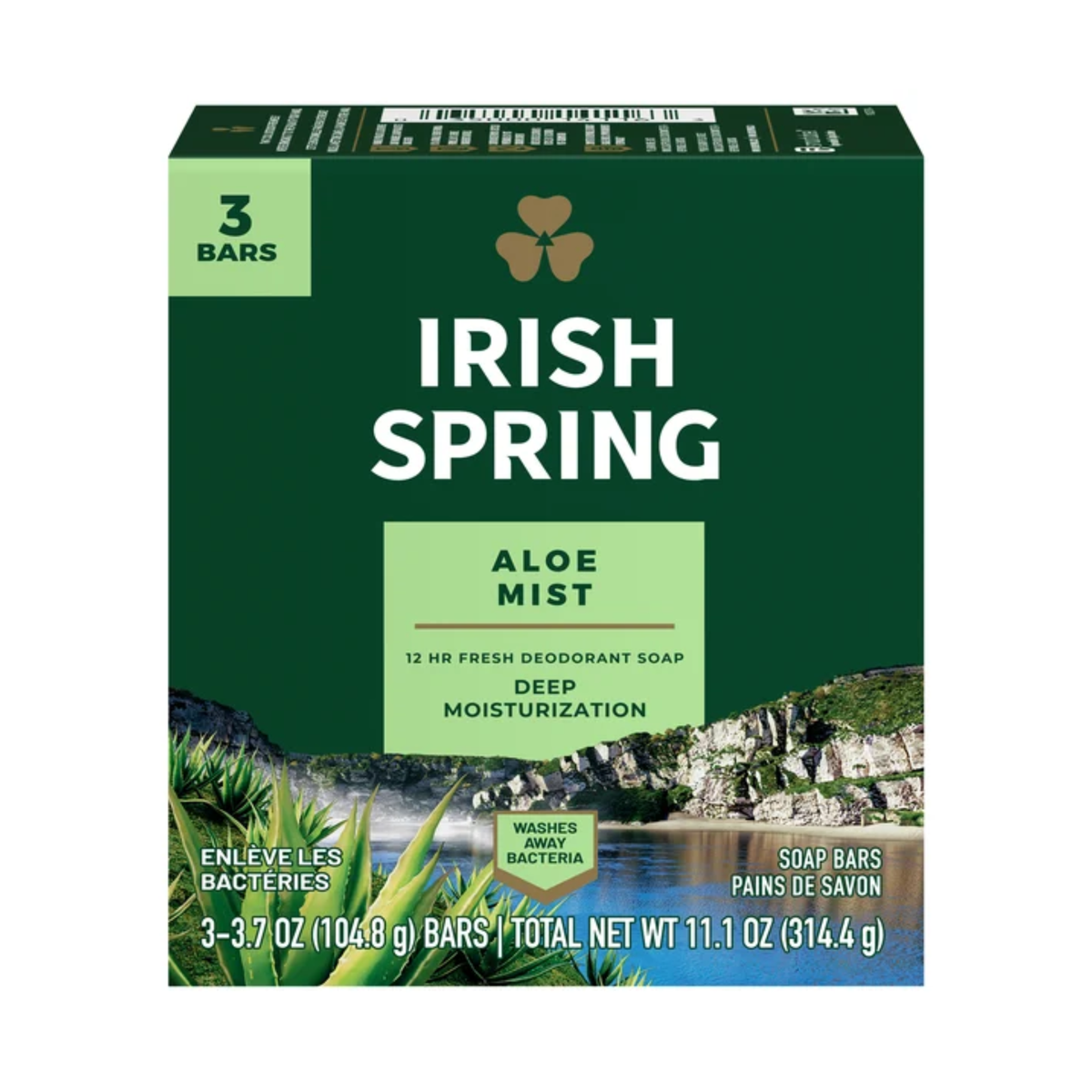 Jabón en barra Irish Spring Aloe Mist 3/3 unidades