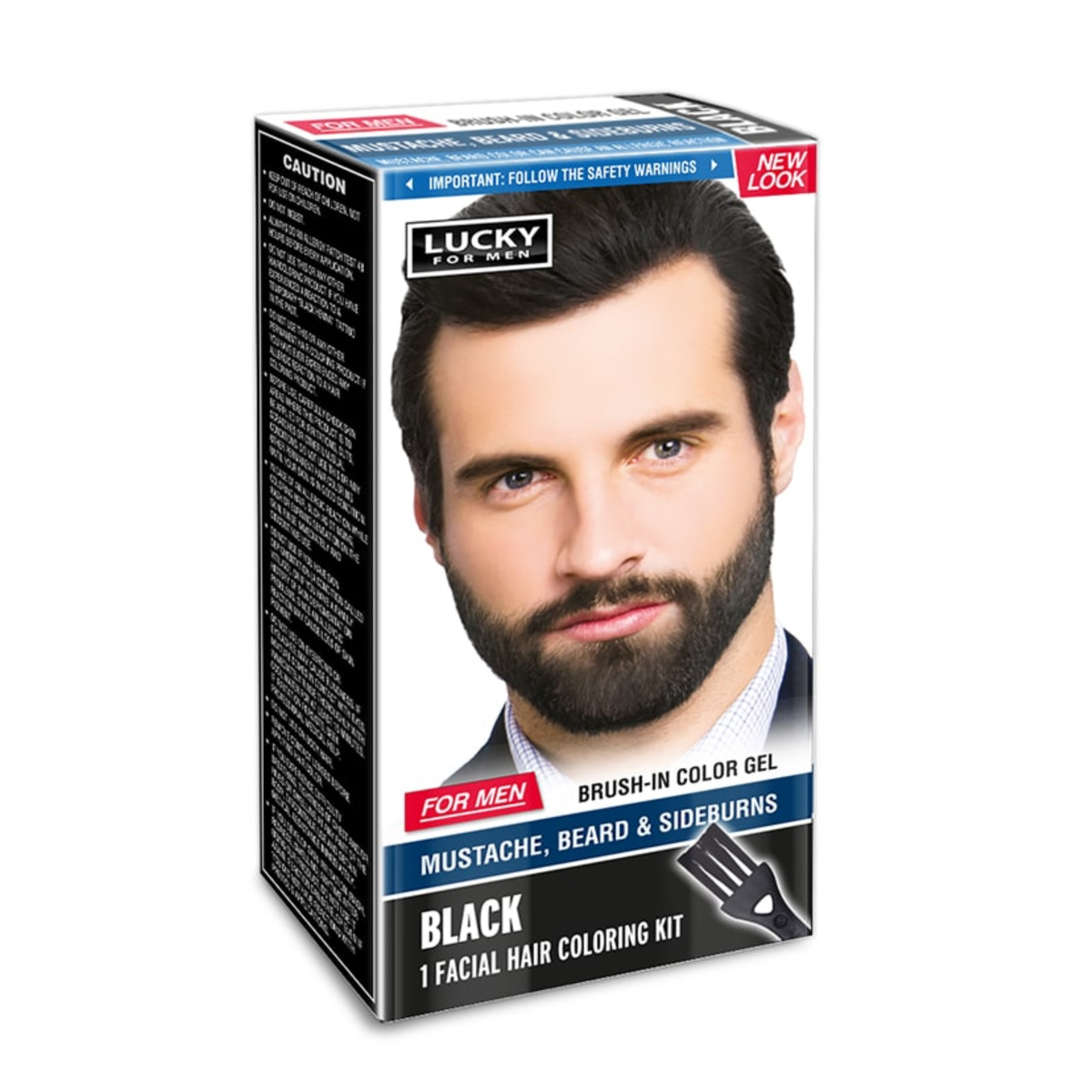 Kit de coloración negra para bigote y barba Lucky Men 12/1ct