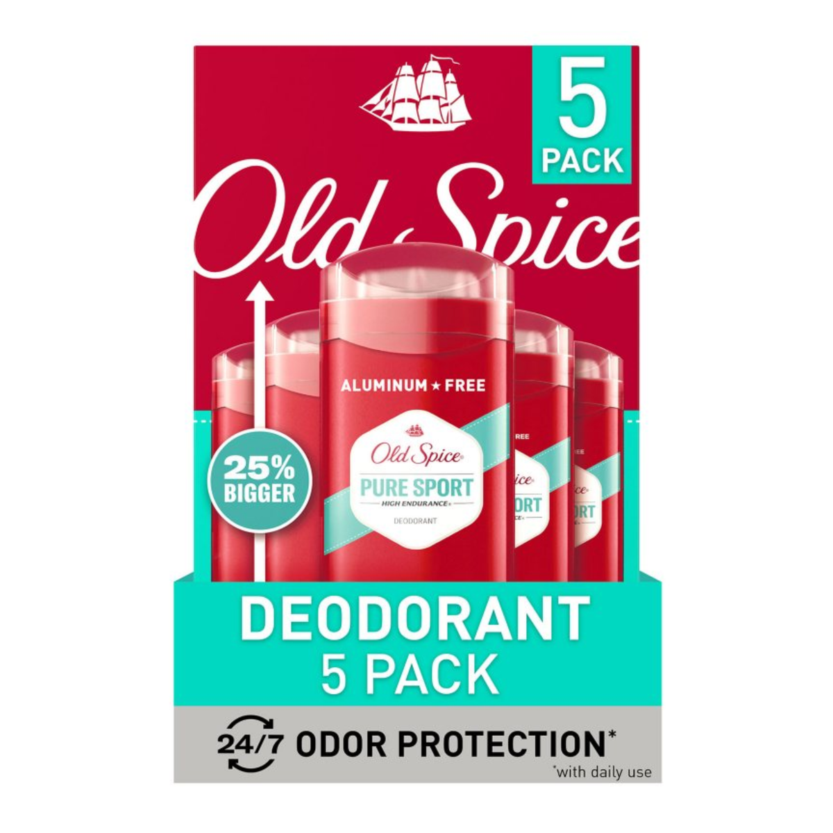 Desodorante Old Spice Pure Sport 3 oz (paquete de 5)