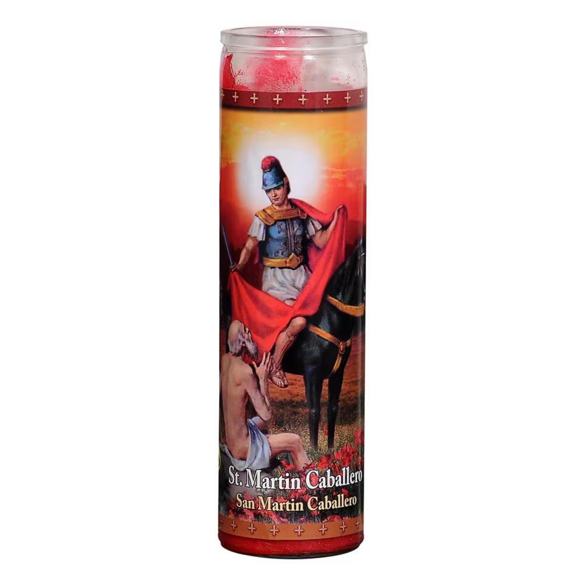 Religious Candle San Martin Caballero Red 12/1ct