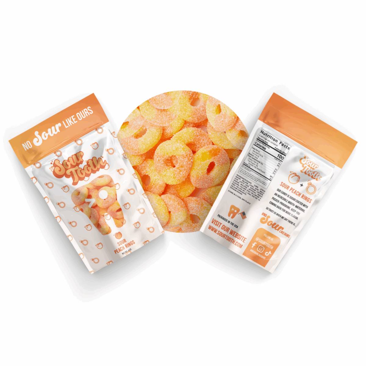 Sour Tooth Peach Rings 12/4oz