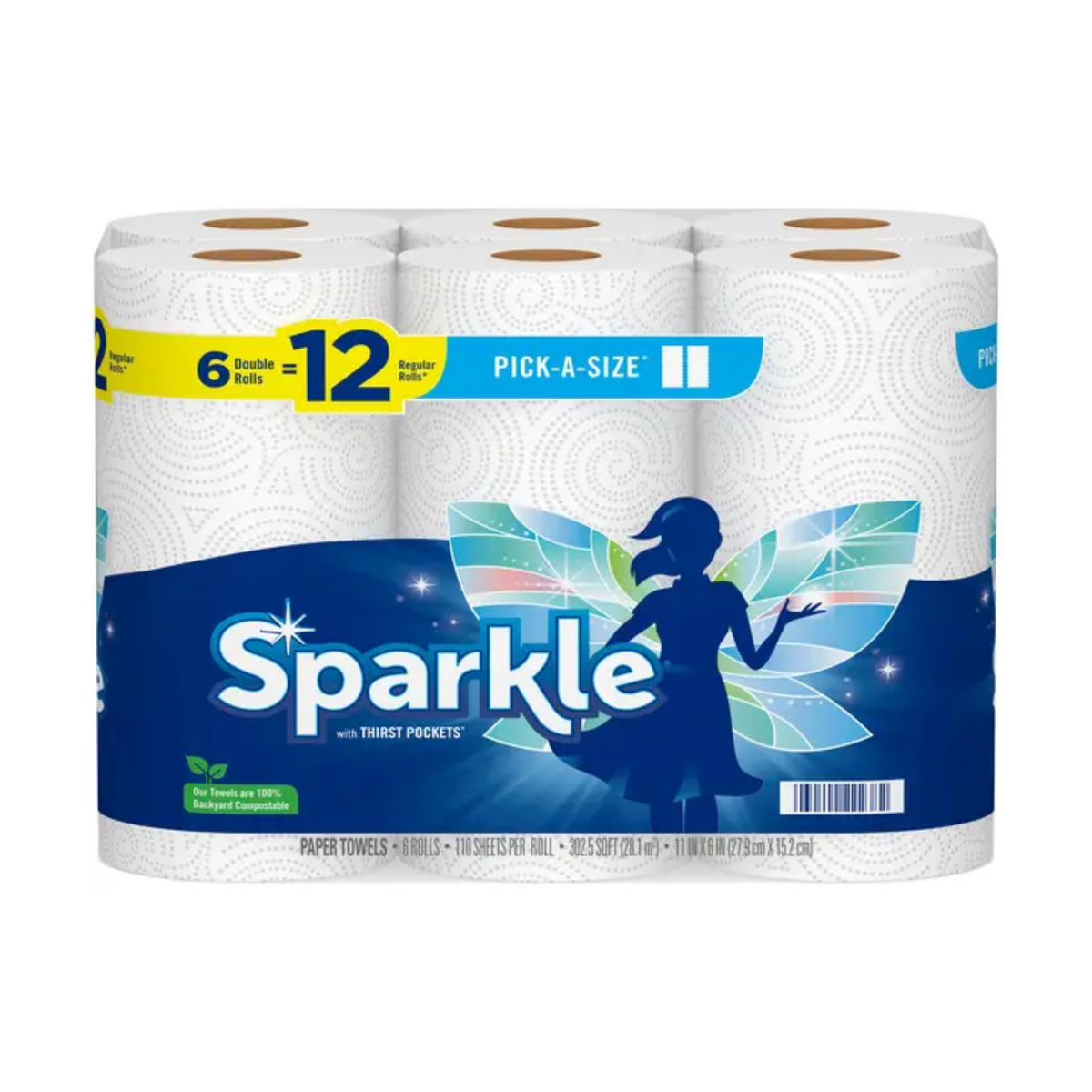 Toallas de papel Sparkle, paquete de 6 rollos dobles