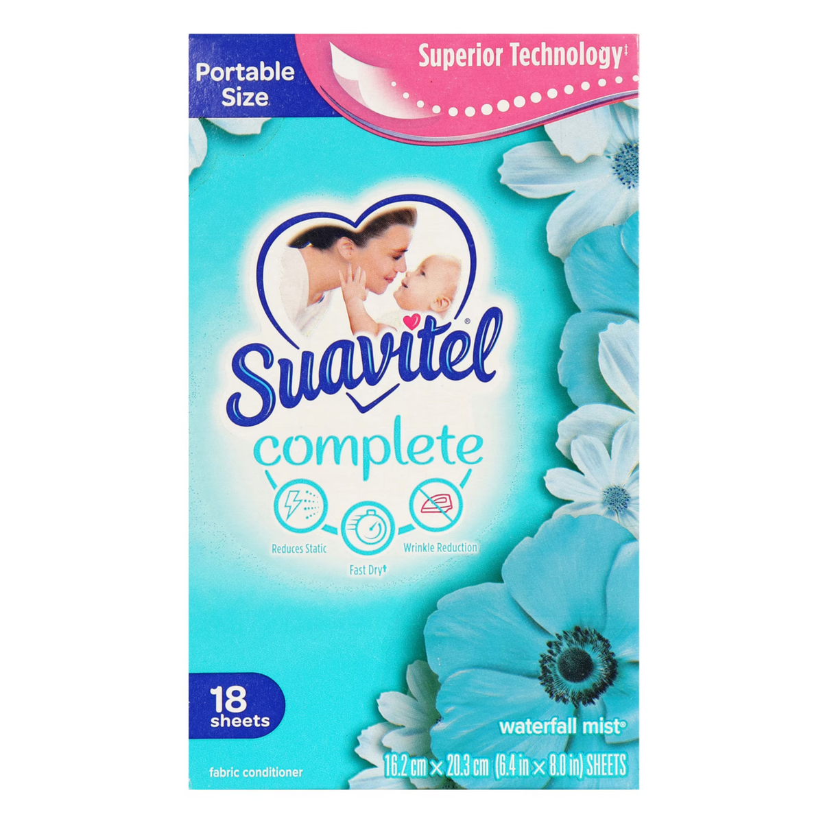 Toallitas para secadora Suavitel aroma a cascada 15/18 ct
