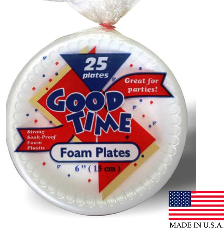 Platos de espuma Good Time de 6" (15 cm), paquete de 30/25 unidades
