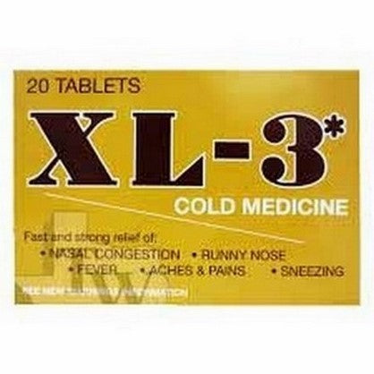 Medicamento para el resfriado XL-3 amarillo 12/20 unidades