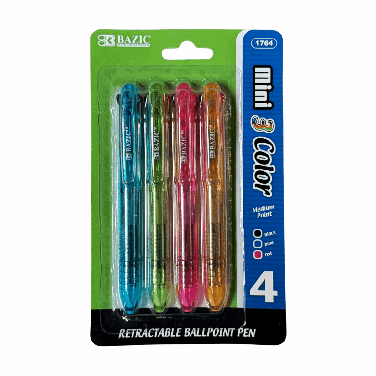 Bazic Mini 3 Color Pen 12/4ct