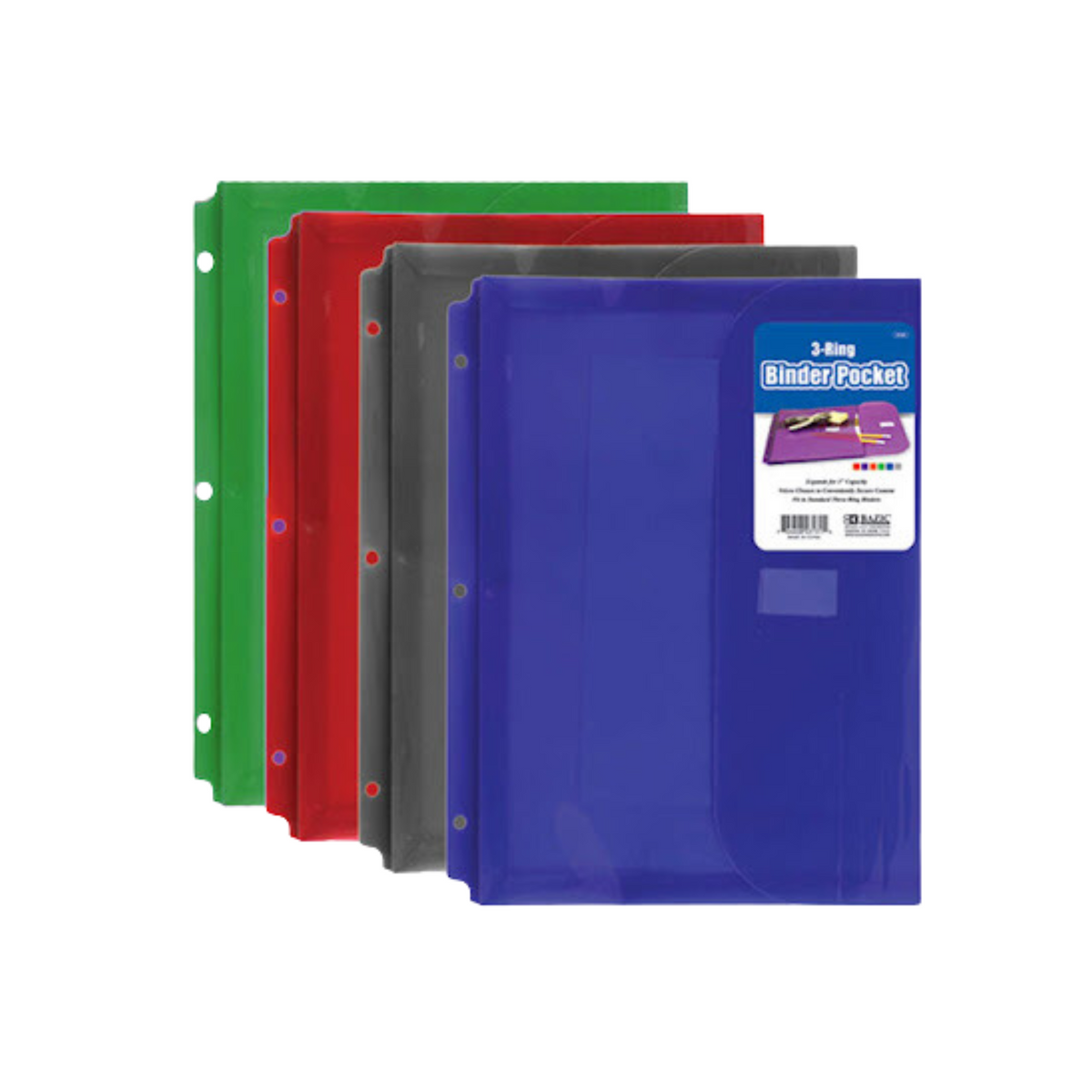 Bazic 3-Ring Binder Pocket 12/1ct