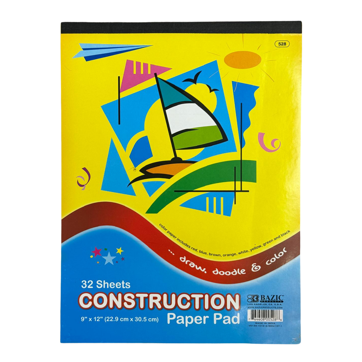 Bazic Construction Paper Pad 12ct 9"