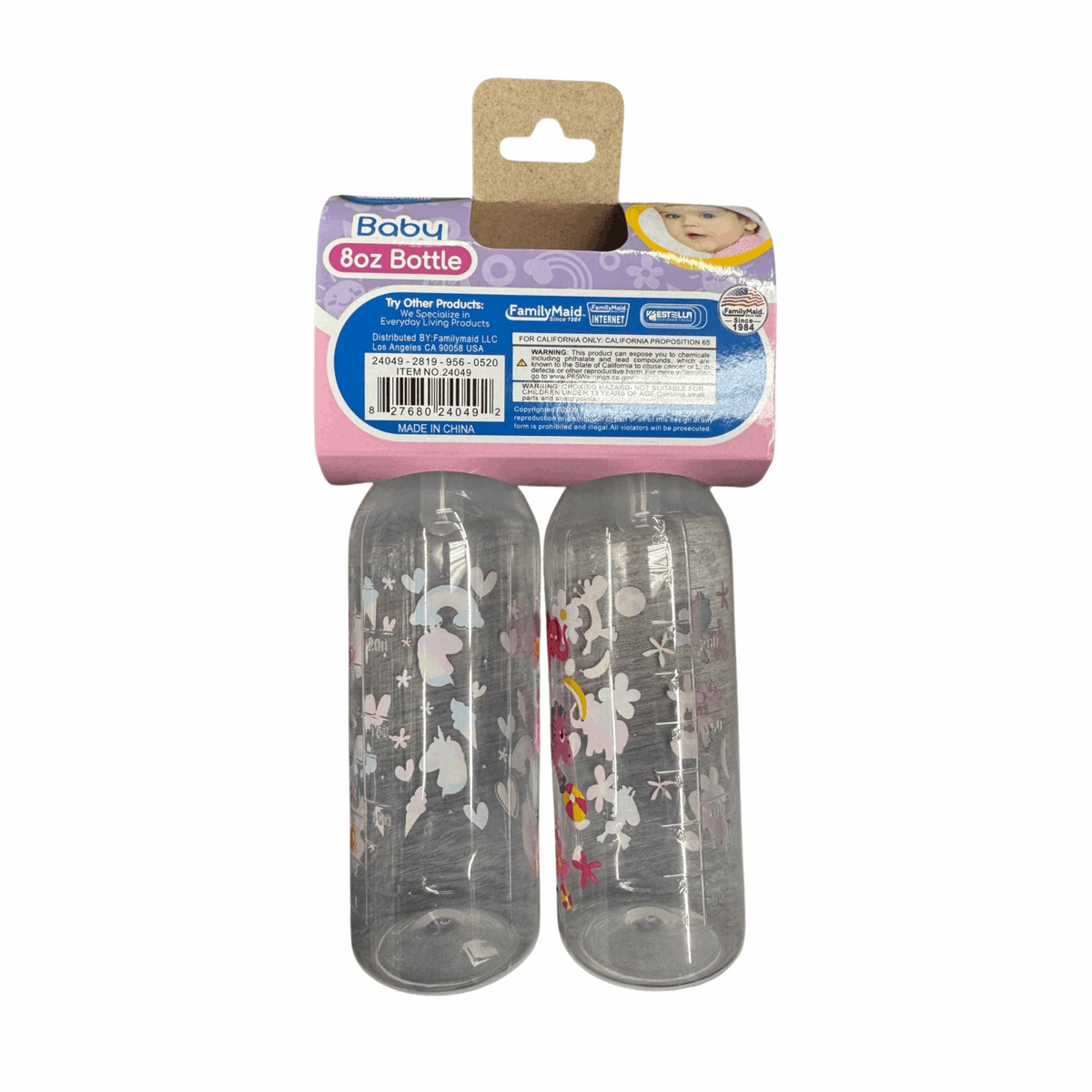 FamilyMaid Baby Bottle Blue & Pink 12/2ct/8oz