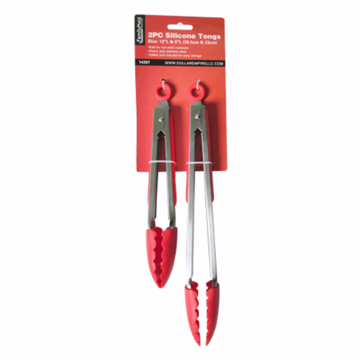 FamilyMaid Silicone Tongs 12" + 9" 2ct