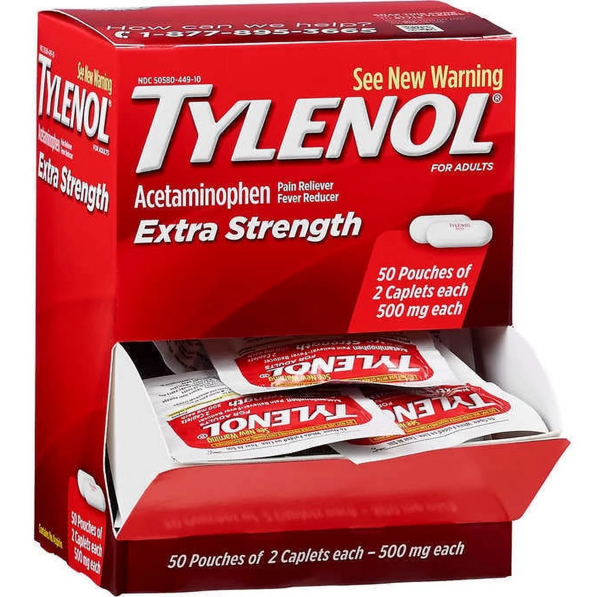 Tylenol 500mg 50 Pouches of 2c